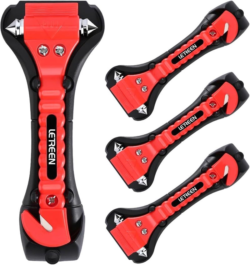 LETREEN 4 PCS Car Window Breaker, 2-in-1 Window Breaker Seatbelt Cutter, Glass Breaker Car Safety Hammers, Auto Car Escape Tool, Emergency Glass Hammer, Window Punch Breaker Tool - Image 1